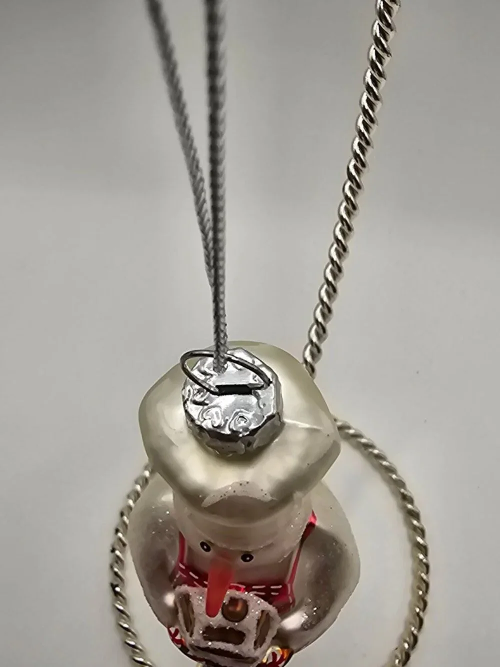 Williams Sonoma Snowman Ornament Holding Gingerbread House With Red Apron & Chef
